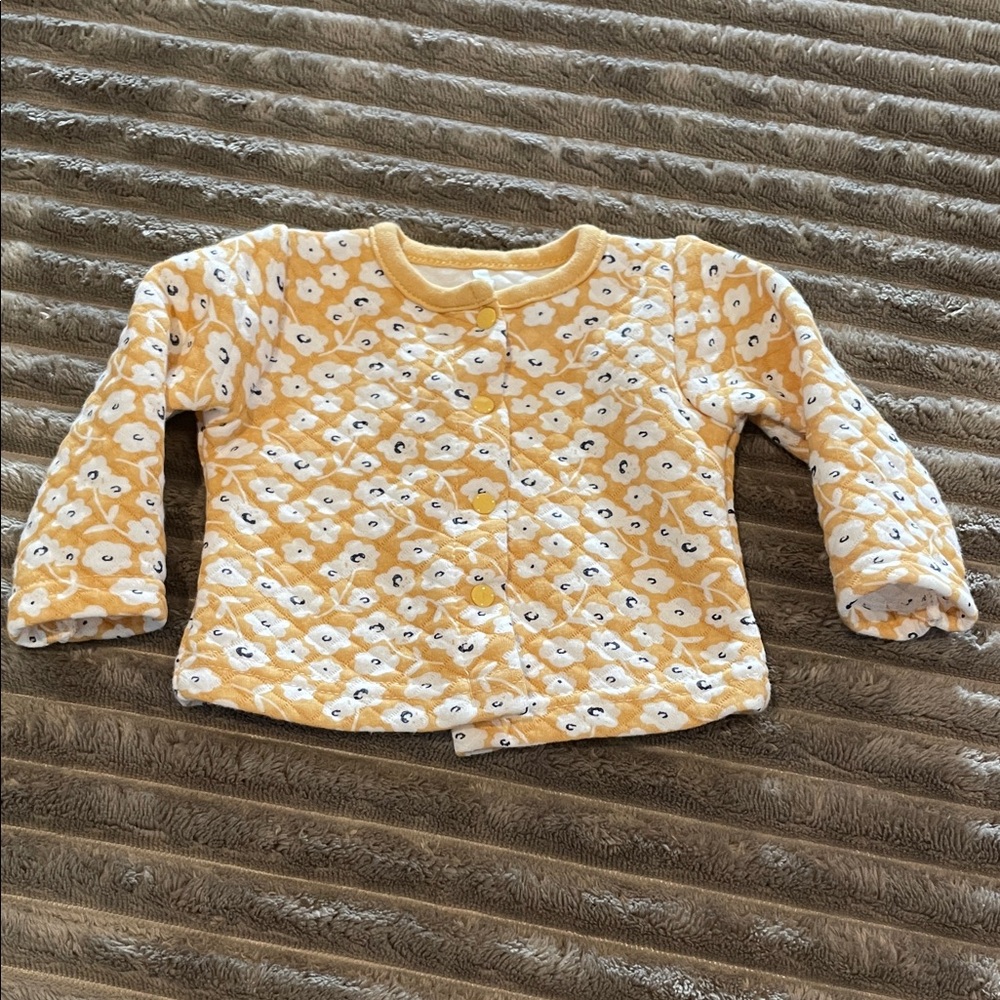 chick pea Yellow Quilted Floral Baby Hoodie